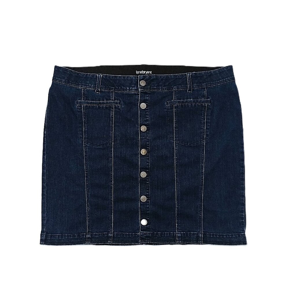 LANE BRYANT Button-Front Denim Mini Skirt. Plus Size 28